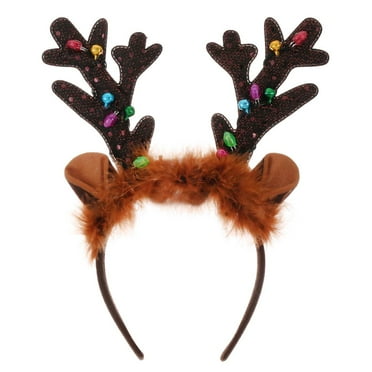 Holiday Time Multicolored Light-Up Reindeer Antler Headband Brown