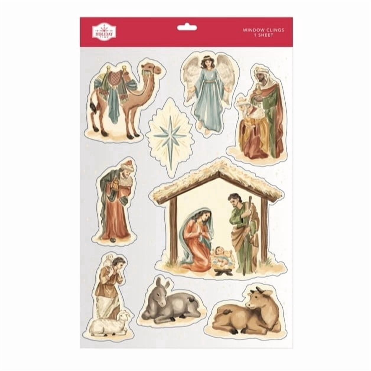 Nativity Scene Christmas Window Clings, Multicolor, 10.8" x 16.8", by Holiday Time