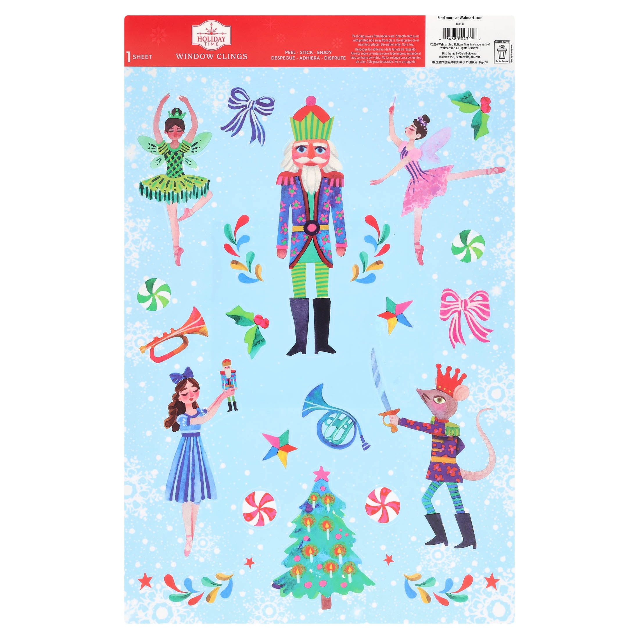 Nutcracker Window Clings, Multicolor, by Holiday Time