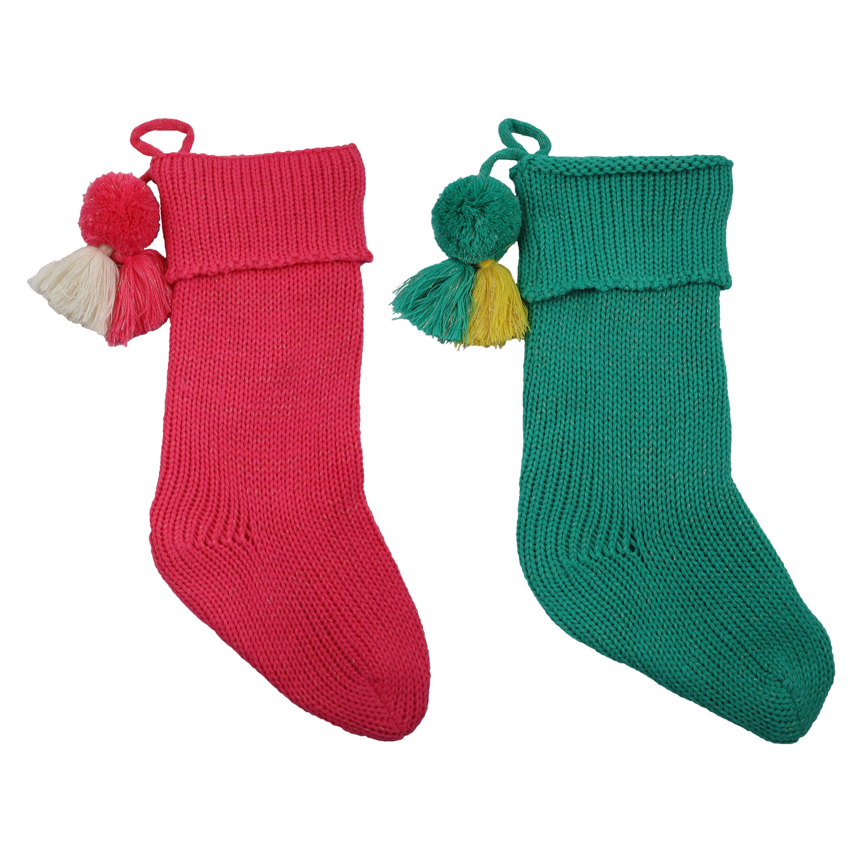 Holiday Time Pink and Aqua Stockings, 20", 2 Pack - image 1 of 7
