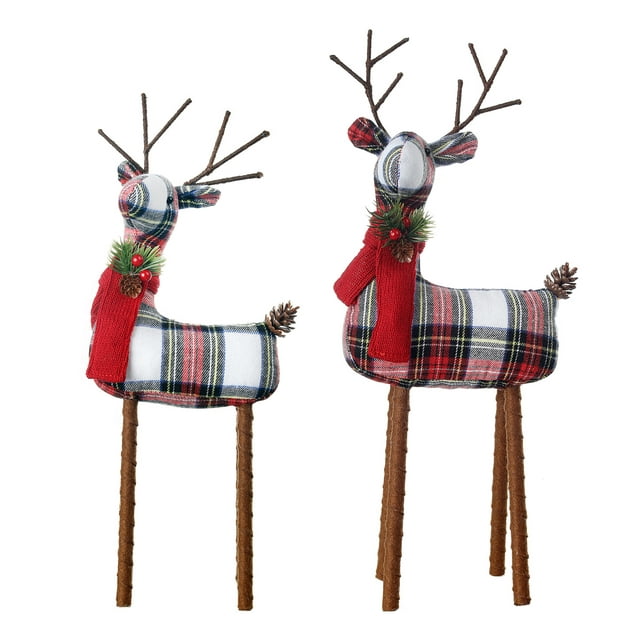 Holiday Time Plaid Fabric Christmas Reindeer, Set of 2 - Walmart.com