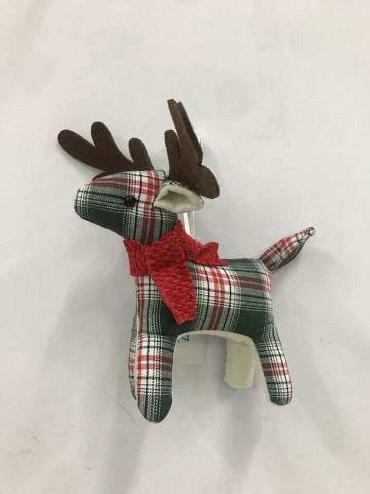 Holiday Time Plaid Fabric Reindeer Christmas Ornament - image 1 of 1