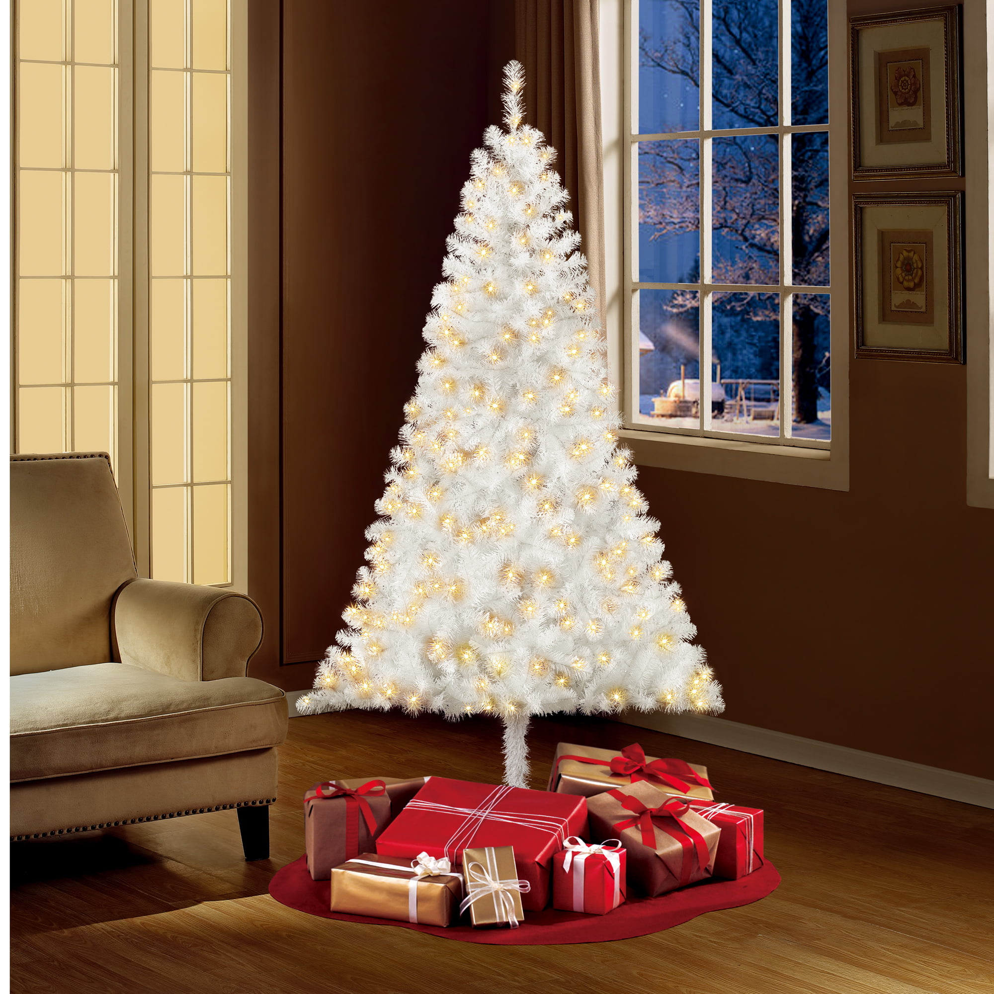 Holiday Time Pre-Lit 6.5' Madison White Artificial Christmas Tree, - Walmart.com