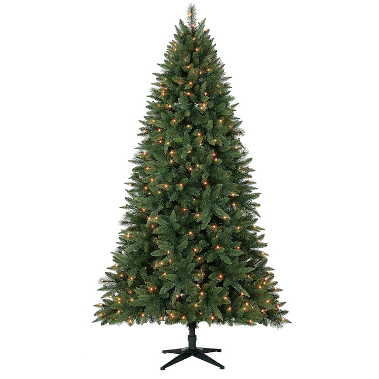 Holiday Time Pre Lit 7.5 PE PVC Frasier Quick Set Pine Artificial Christmas Tree Color Blast Lights