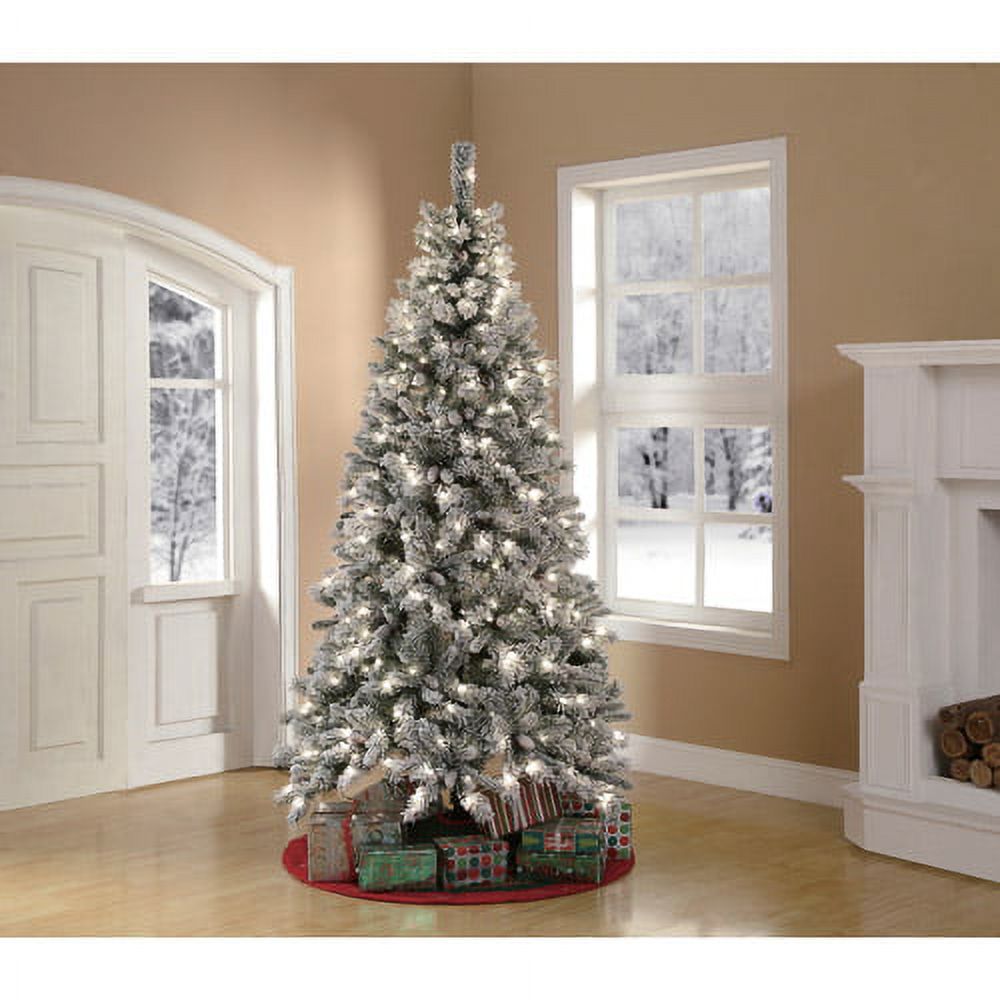 Holiday Time Pre-Lit 7.5' Winter Frost Pine Artificial Christmas Tree, Green, Clear Lights - image 1 of 1