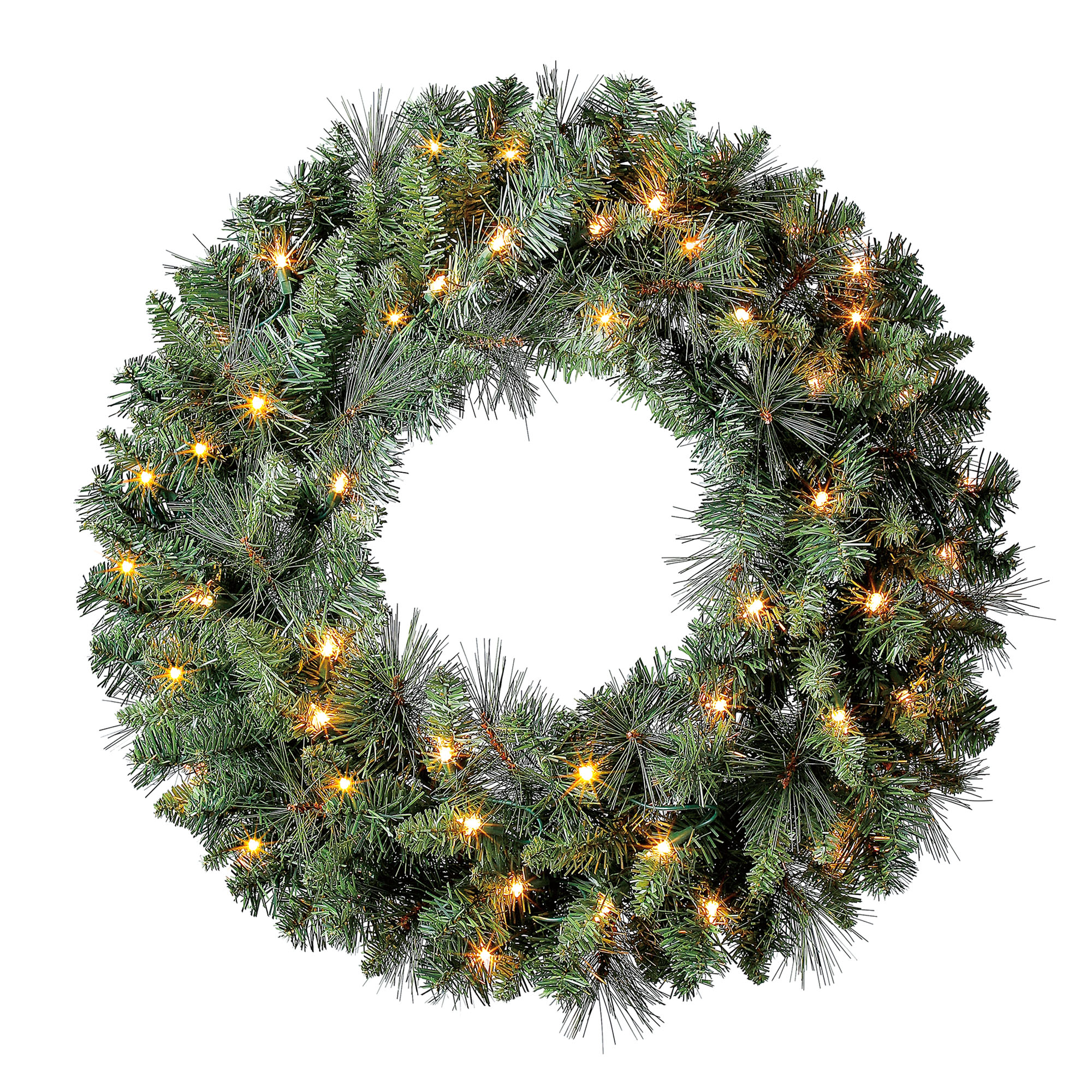 Holiday Time Pre-Lit Clear Scottsdale Pine Artificial Christmas Wreath, 24" - image 1 of 5