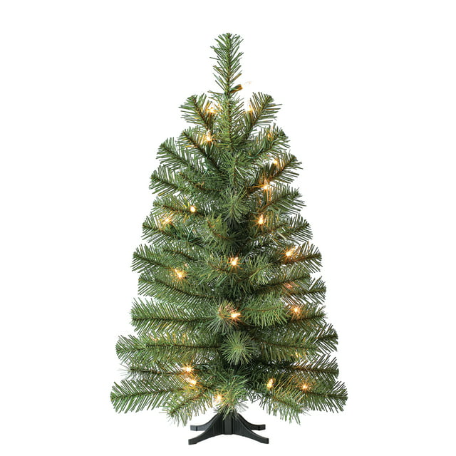 Holiday Time Pre-Lit Noble Green Spruce Artificial Christmas Tree, Clear Incandescent Lights, 24"