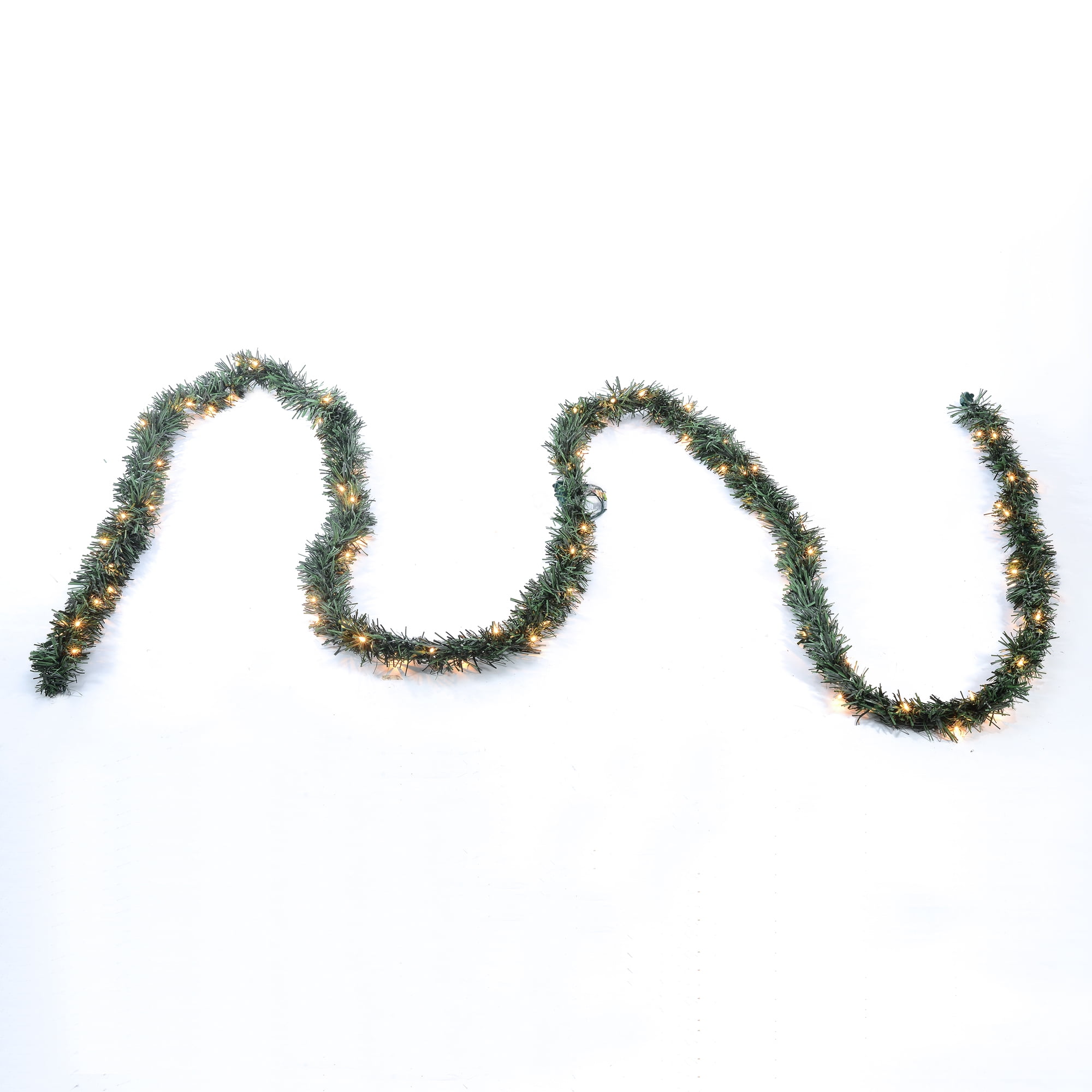 Holiday Time Pre-Lit Pine Garlands with Clear Lights, 18-Feet - Walmart.com