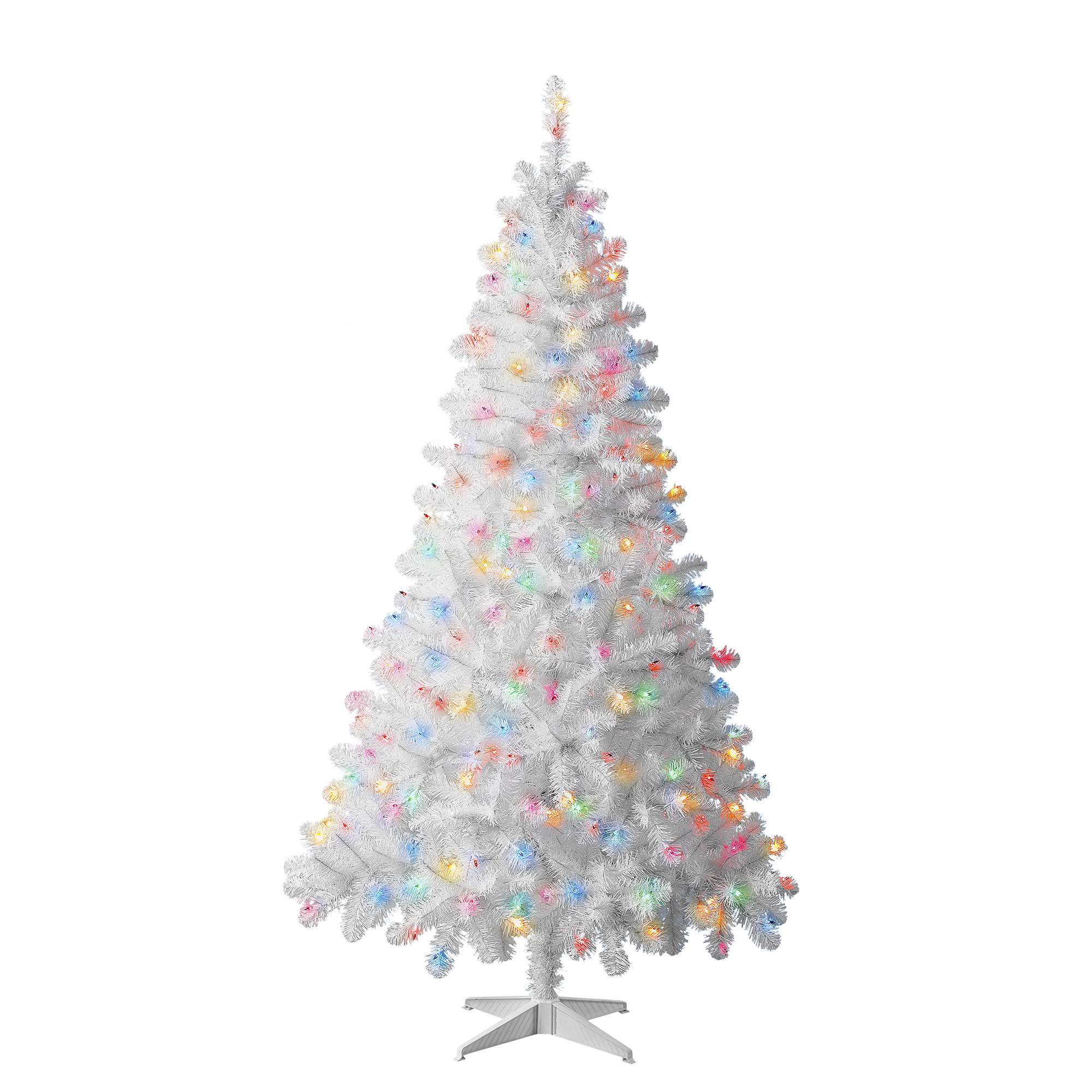 Holiday Time Prelit 300 Multicolor Incandescent Lights, Madison Pine White Artificial Christmas Tree, 6.5' - image 1 of 7