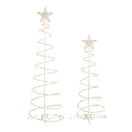 Holiday Time Prelit Clear Spiral Christmas Trees (set of 2): 4 ft and 3 ft