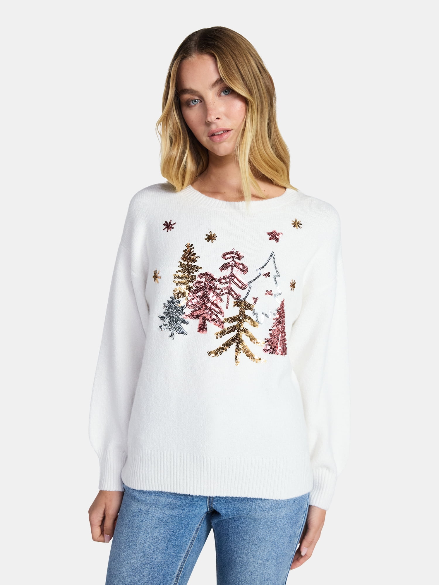 Holiday Time Women's and Women's Plus Pretty Christmas Sweater, Sizes XXS-3X