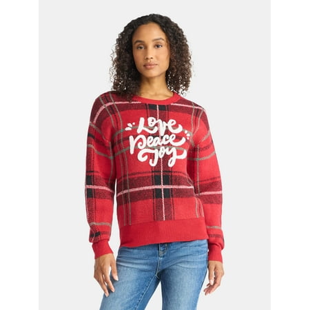 Holiday Time Women's and Women's Plus Pretty Christmas Sweater, Sizes XXS-3X