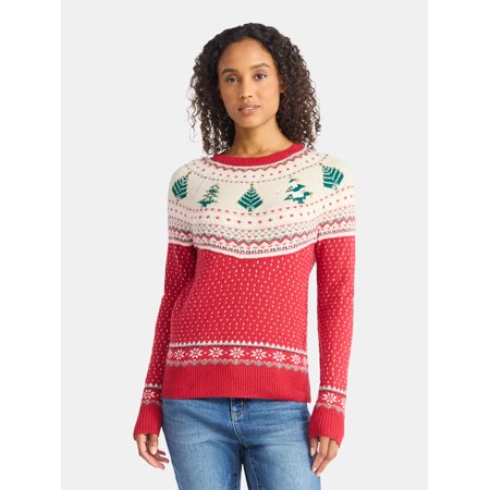 Holiday Time Women's and Women's Plus Pretty Christmas Sweater, Sizes XXS-3X