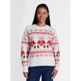 thumbnail image 1 of Holiday Time Women's & Women's Plus Teddy Print Fair Isle Sweater, Midweight, Sizes XXS-4X, 1 of 5