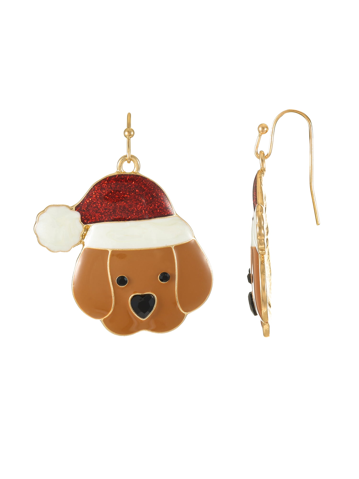 Holiday Time Puppy Christmas Earrings, 1 Pair