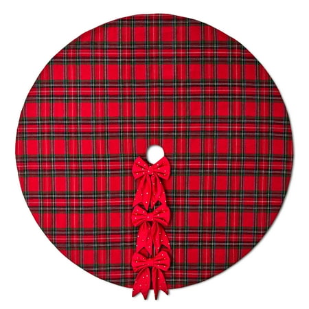 Holiday Time Red And Green Plaid Christmas Tree Skirt, Diameter Is 48 Inch, 1.3Lbs