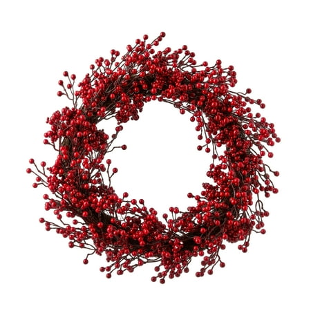 Holiday Time Red Berry Wreath, 22in