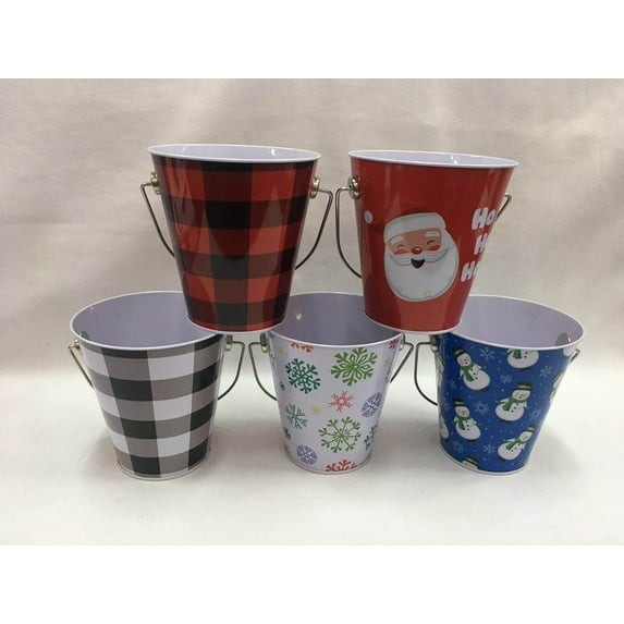 Holiday Time Red Blk Bc Tin Pail