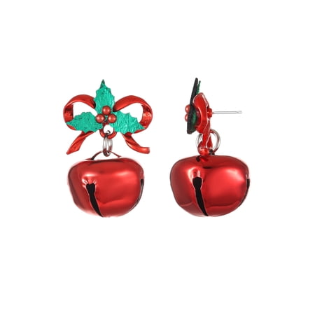 Holiday Time Red Jingle Bell Earrings, 1 Pair