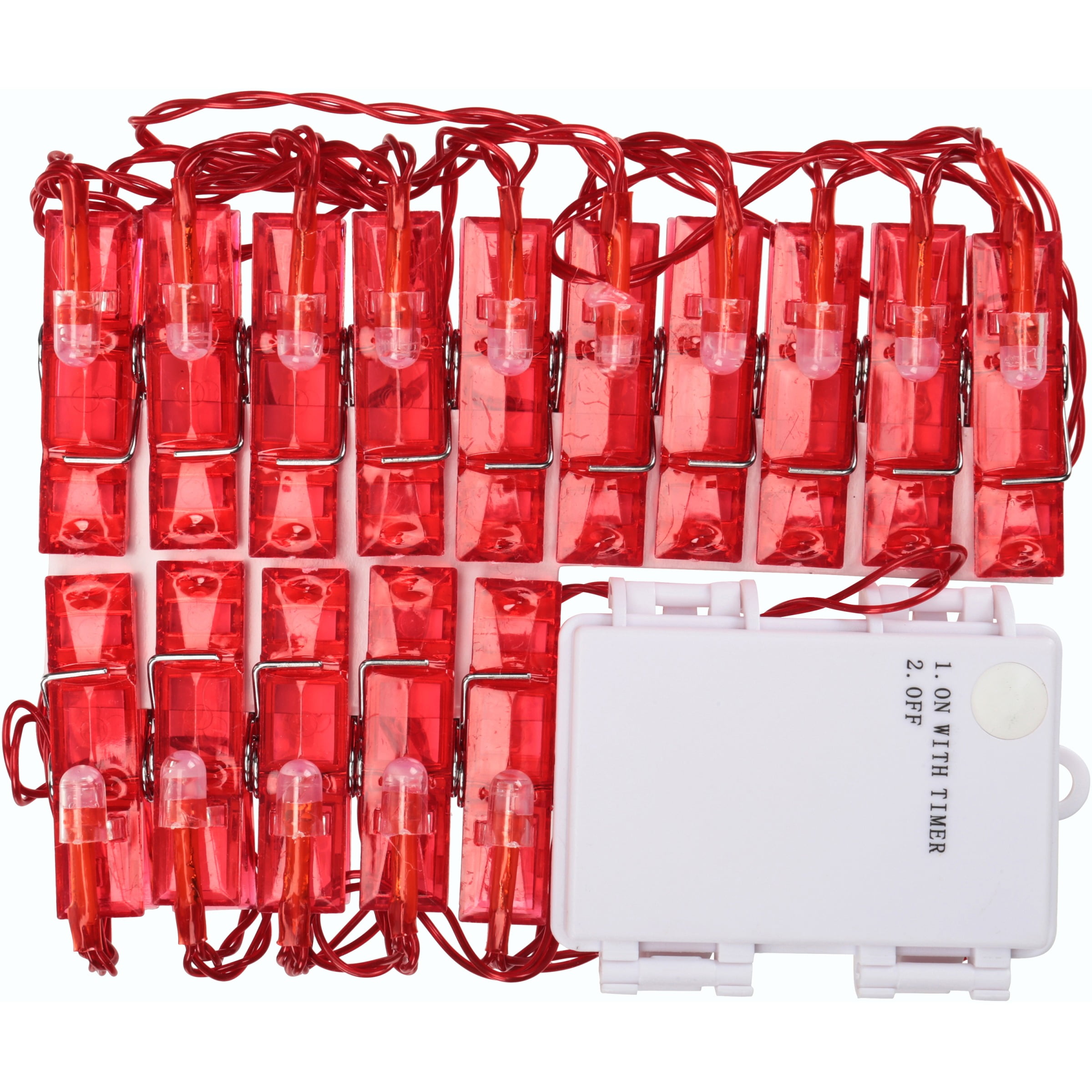 Holiday Time Red LED Clothes Pin Clip Lights 15 ct Box