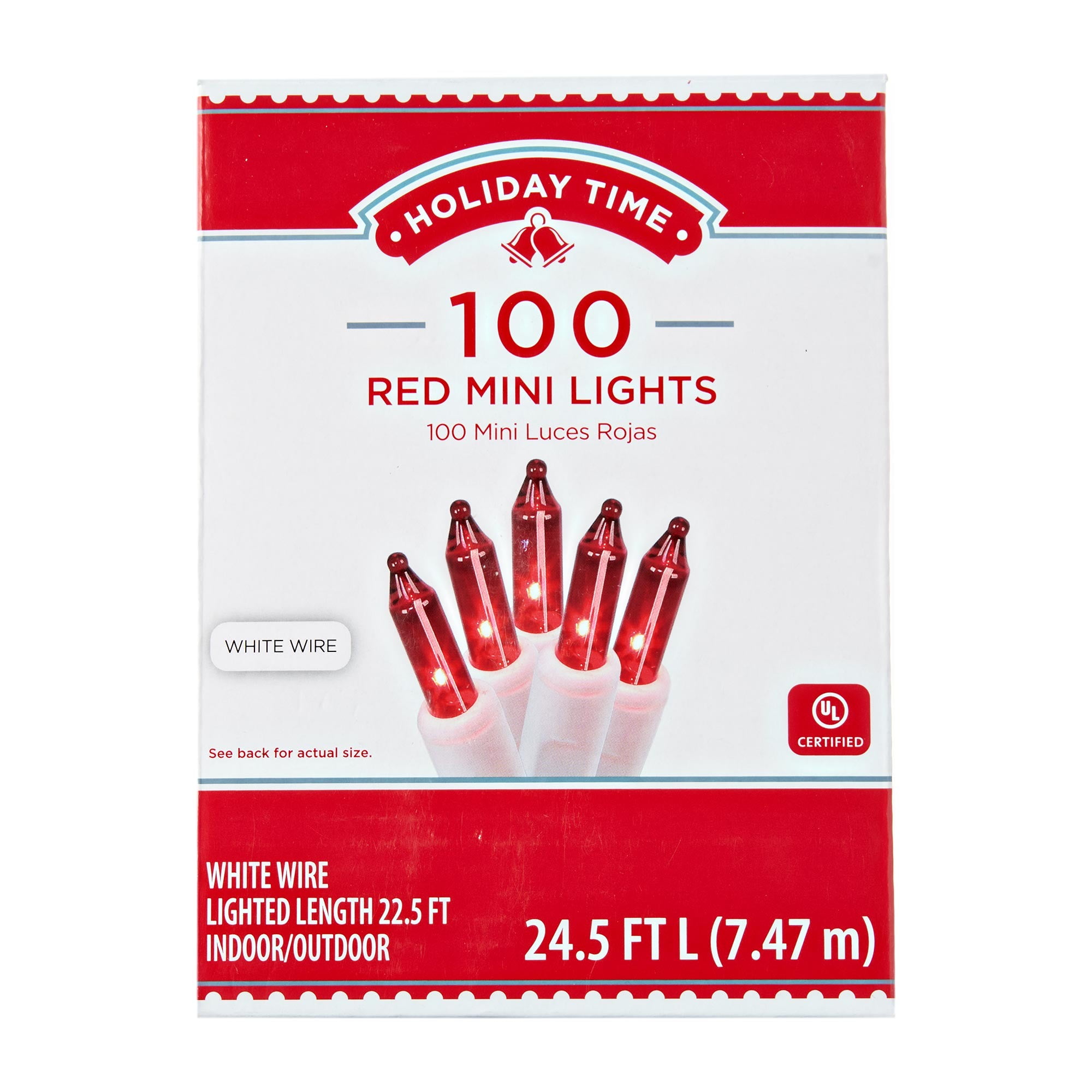 Holiday Time Red Mini Christmas Lights, 24.5', 100 Count