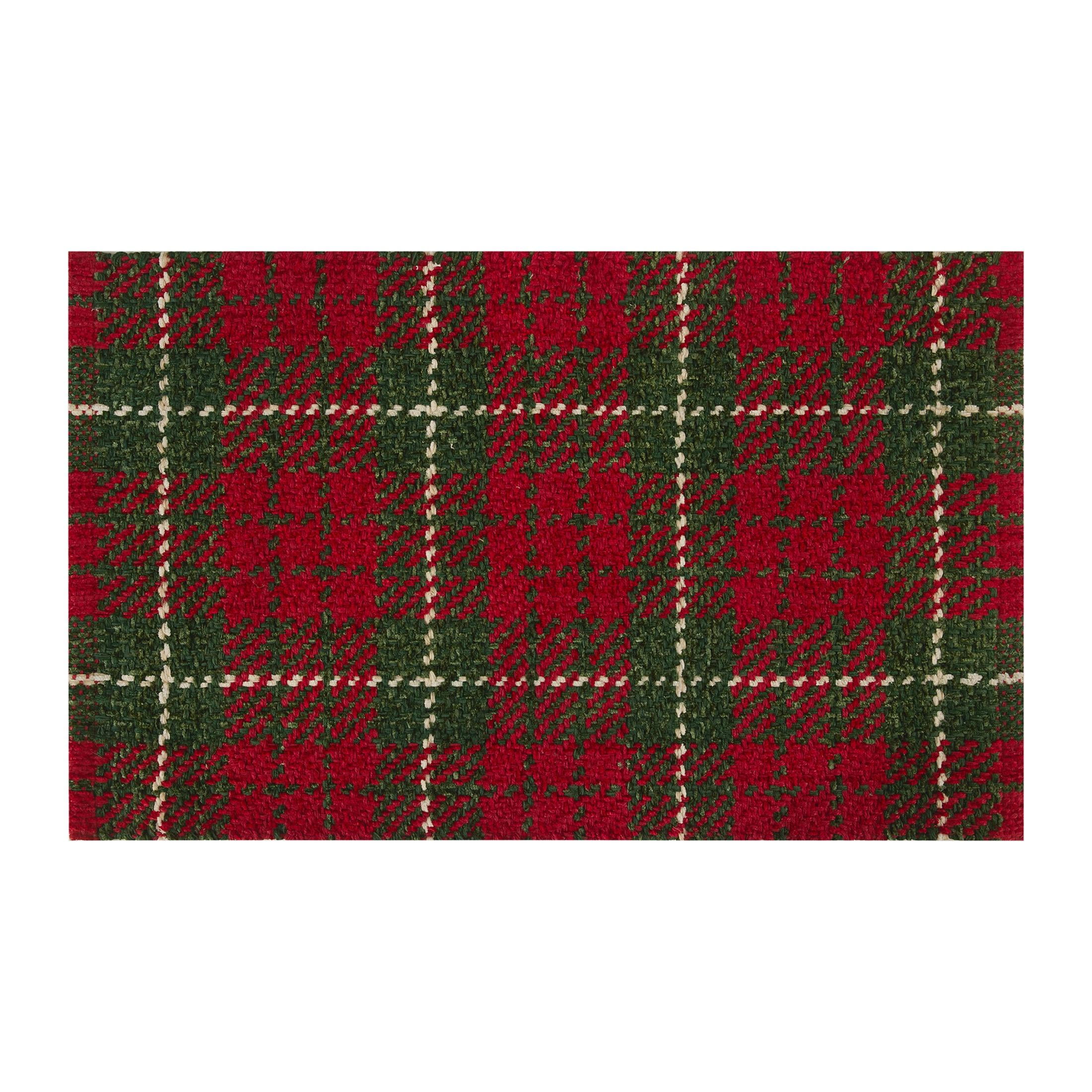 Holiday Time Red Plaid Rayon, Jute & Cotton Indoor Accent Rug 20" x 34"
