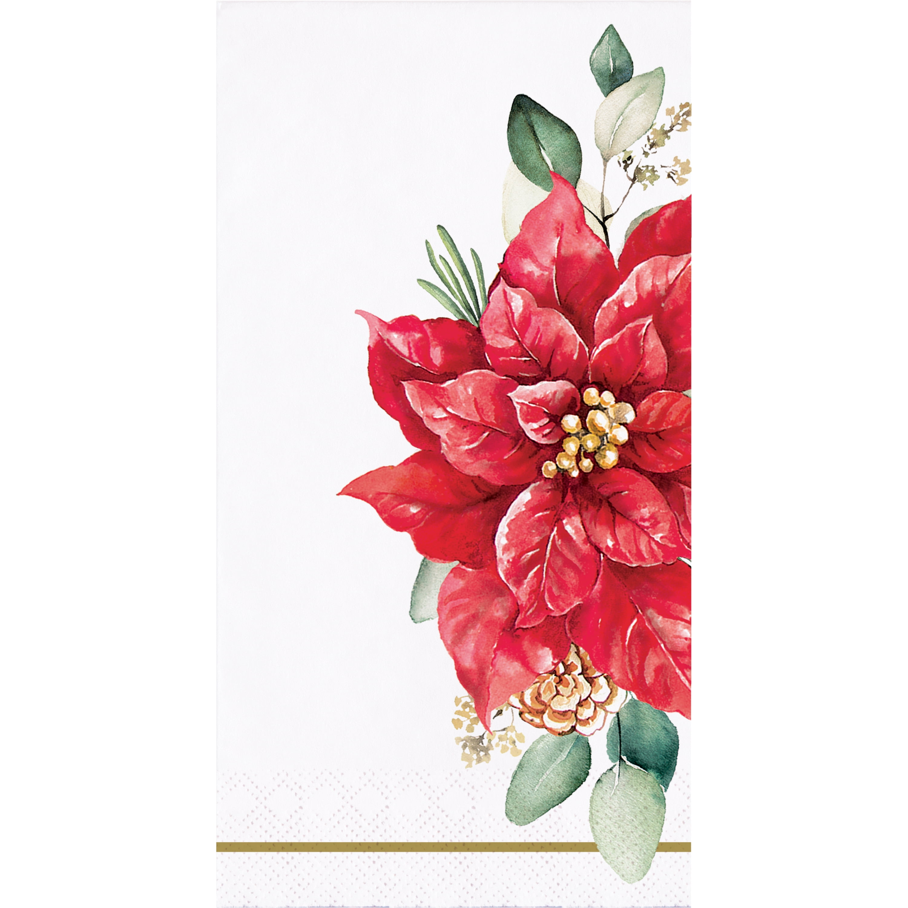 Holiday Time Red Poinsettia Paper Guest Towel, 8" x 4.5", 24 Ct