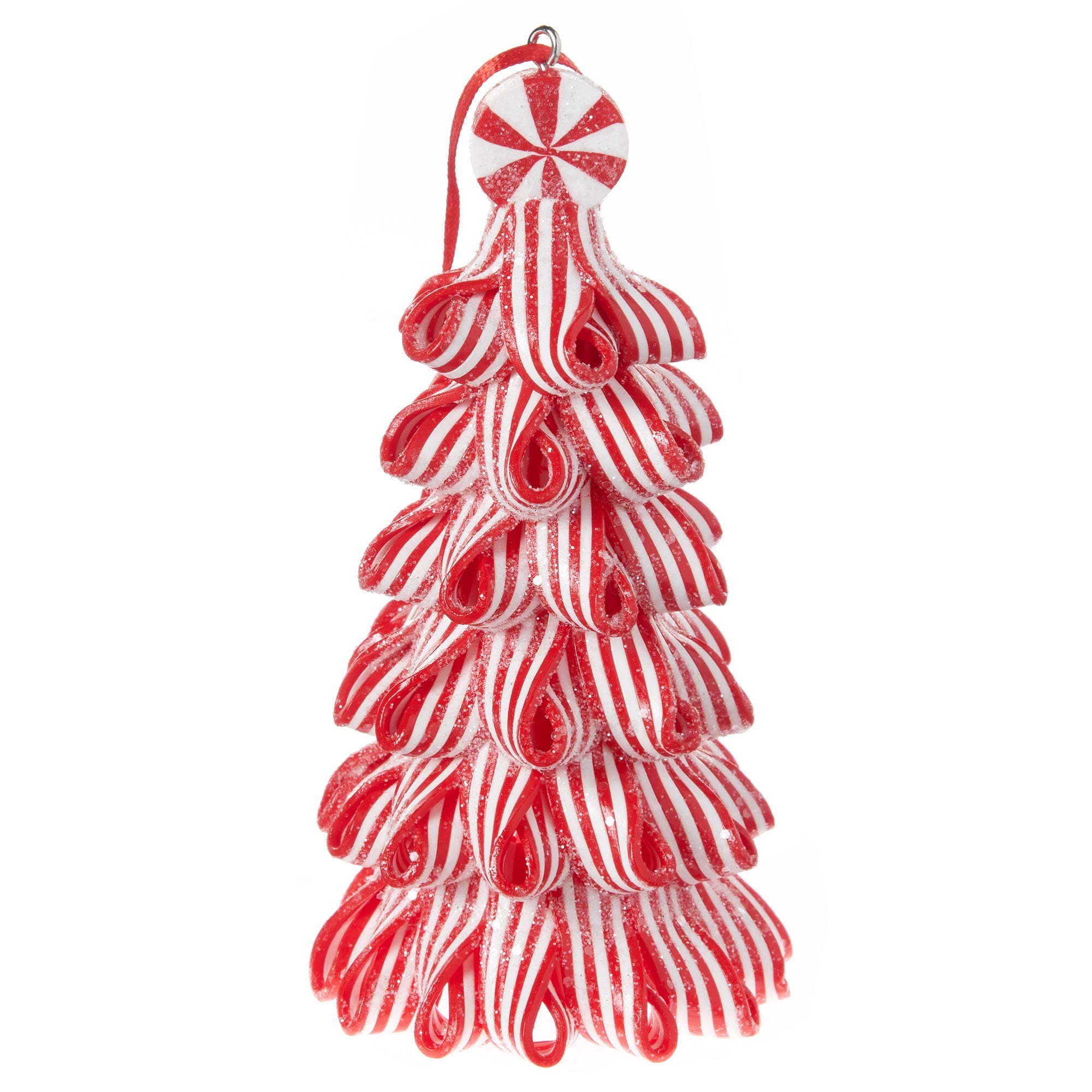 6ct Red & White Striped Ribbon Candy Christmas Ornaments 5.75