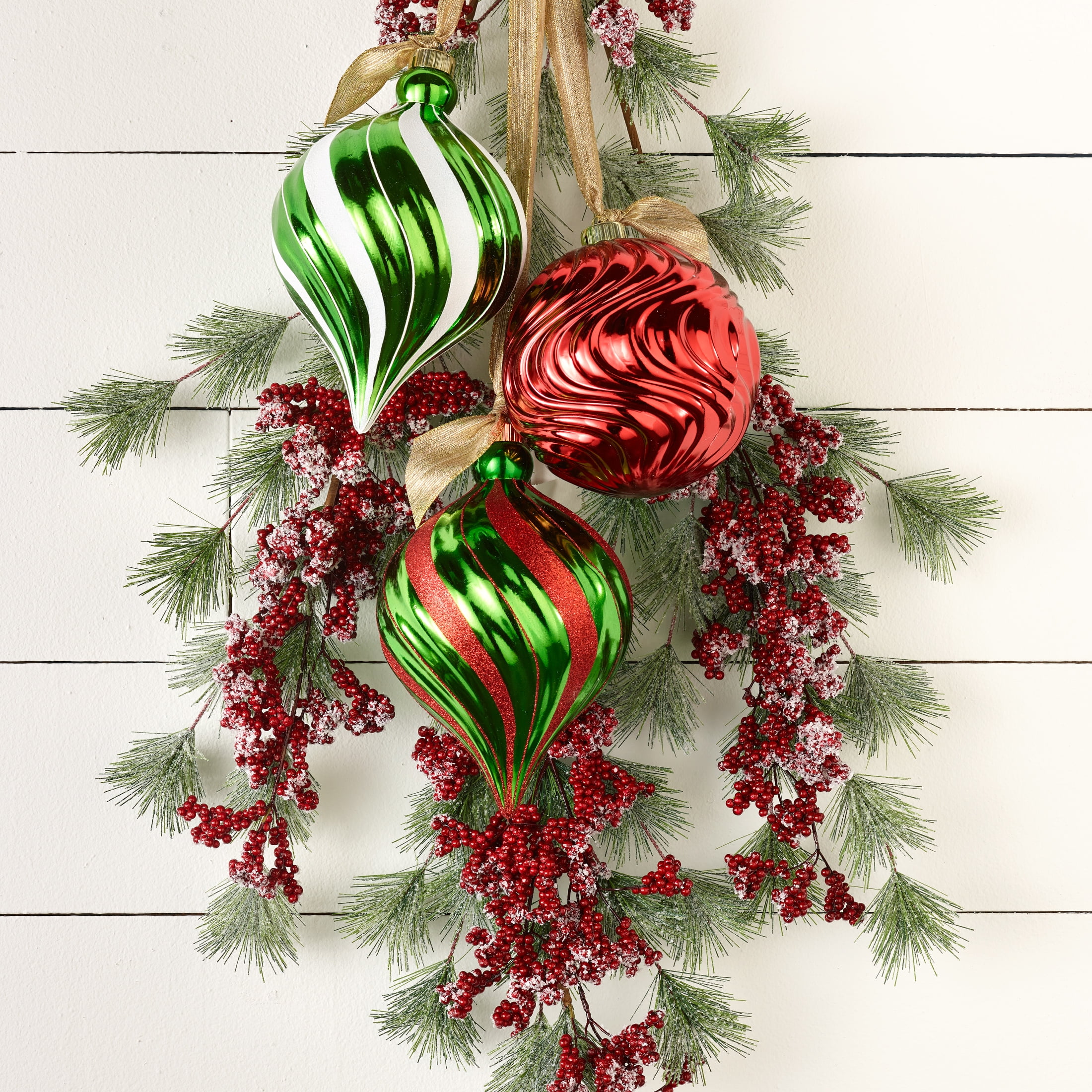 Holiday Time Red, White and Black Jumbo Shatterproof Christmas Ball