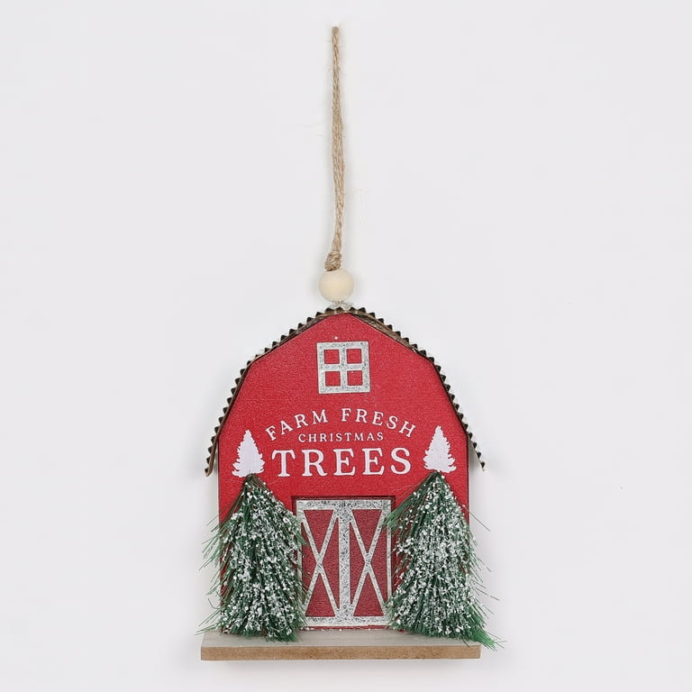 Ornament - Horse and Barn - Raw wood ornament Ornament - Horse and Barn - Raw wood ornament