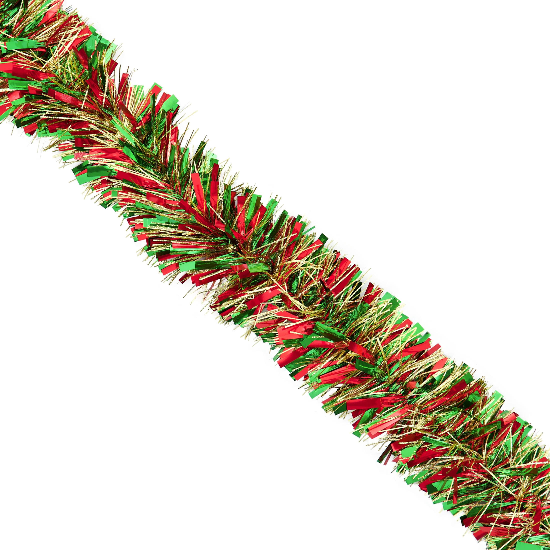 Tinsel Christmas Garland, Red/Green/Gold, 12', by Holiday Time