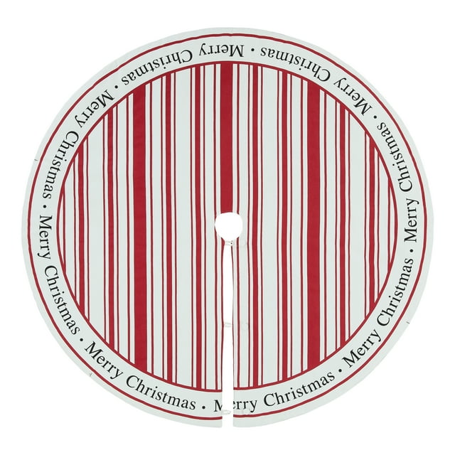 Holiday Time Red and White Striped Christmas Tree Skirt, 56"