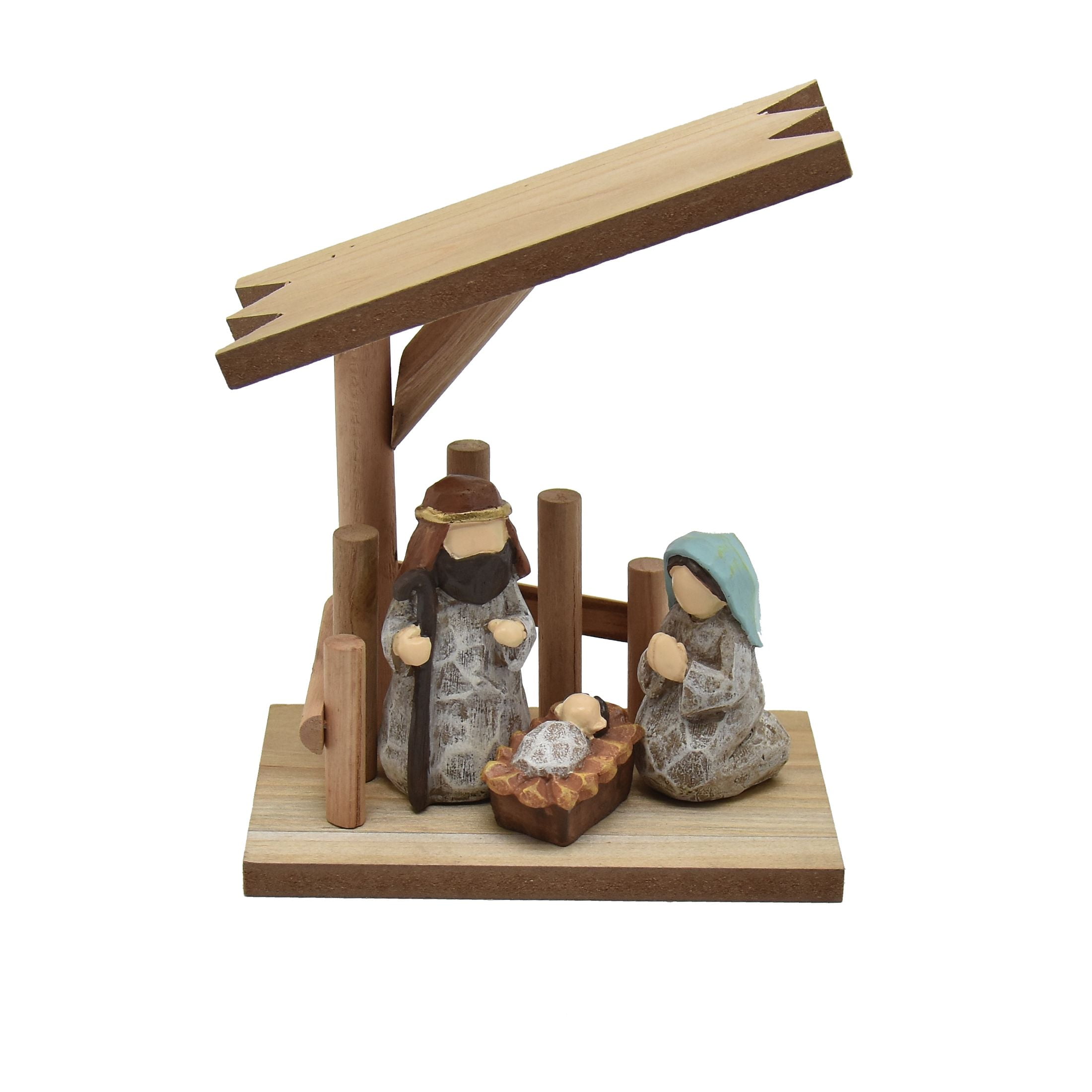Holiday Time Resin Light Brown Nativity Scene Tabletop Decoration, 7.3