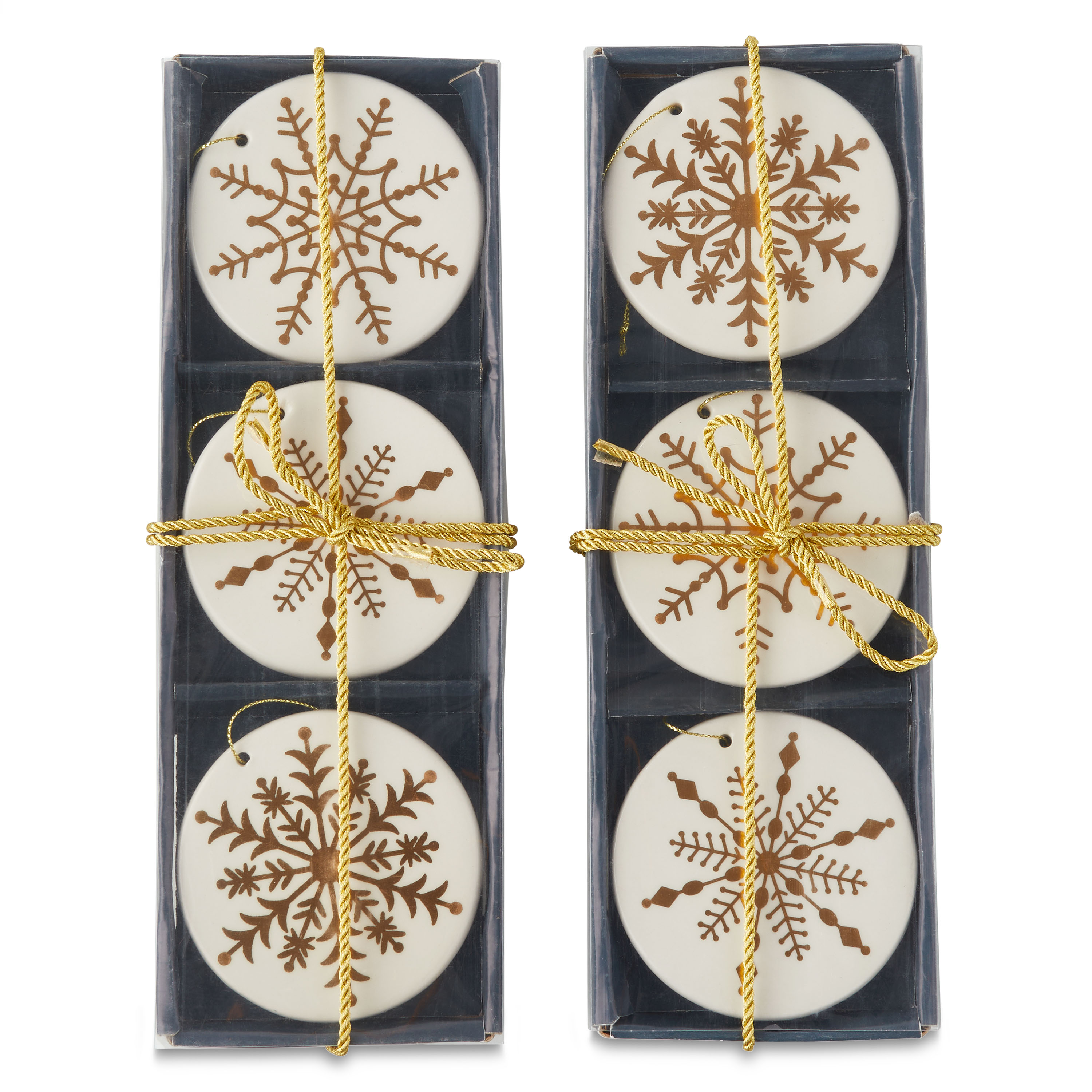 Holiday Time Round Christmas Ornamets with Gold Snowflake, 2 Pack - 6 Ornaments - image 1 of 6
