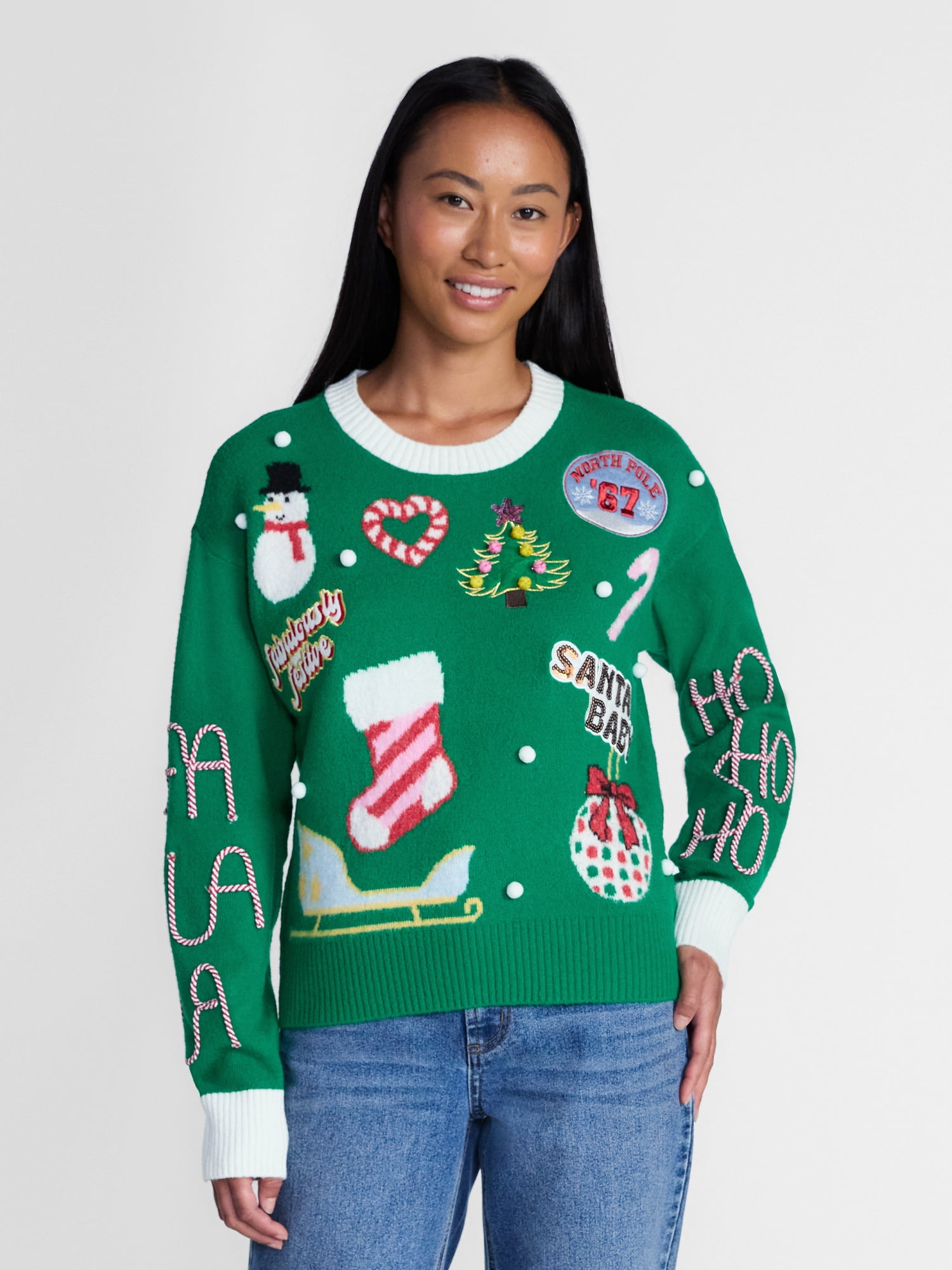 Holiday Time Women's and Women's Plus Christmas Sweater, Midweight, Sizes XXS-4X