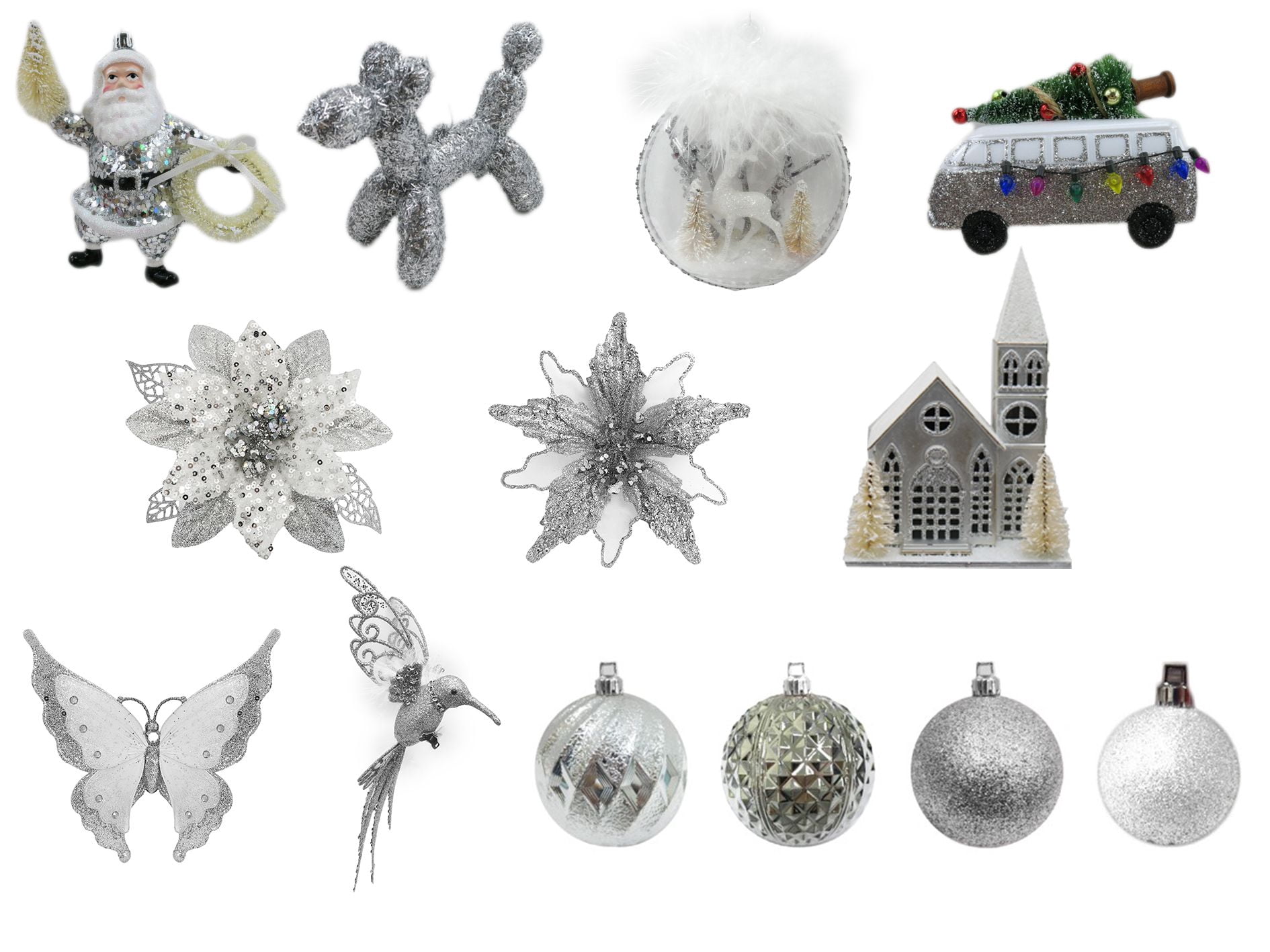 Holiday Time Set Of 28ct Ornament Silver