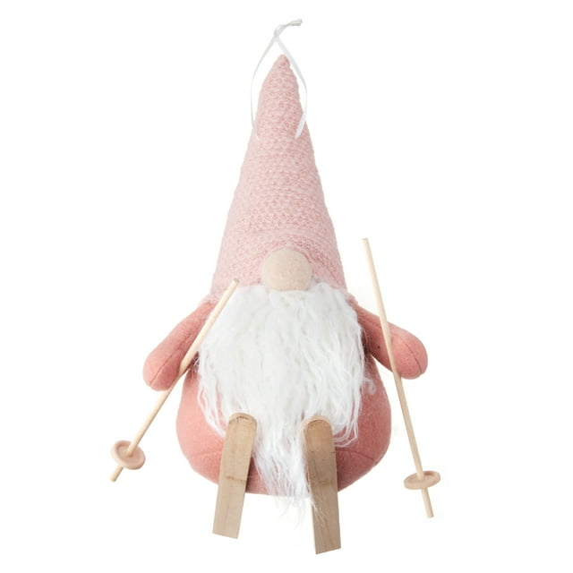 Holiday Time Set Of 3 Jumbo Blush Skii Gnome Ornament