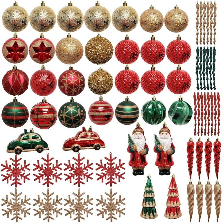 Holiday Time Shatterproof Ornaments 70 Count Red Green and