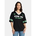 thumbnail image 1 of Saint Patrick's Day Women's Kiss Me Jersey with Short Sleeves from Holiday Time, Sizes XXS-XXL, 1 of 5