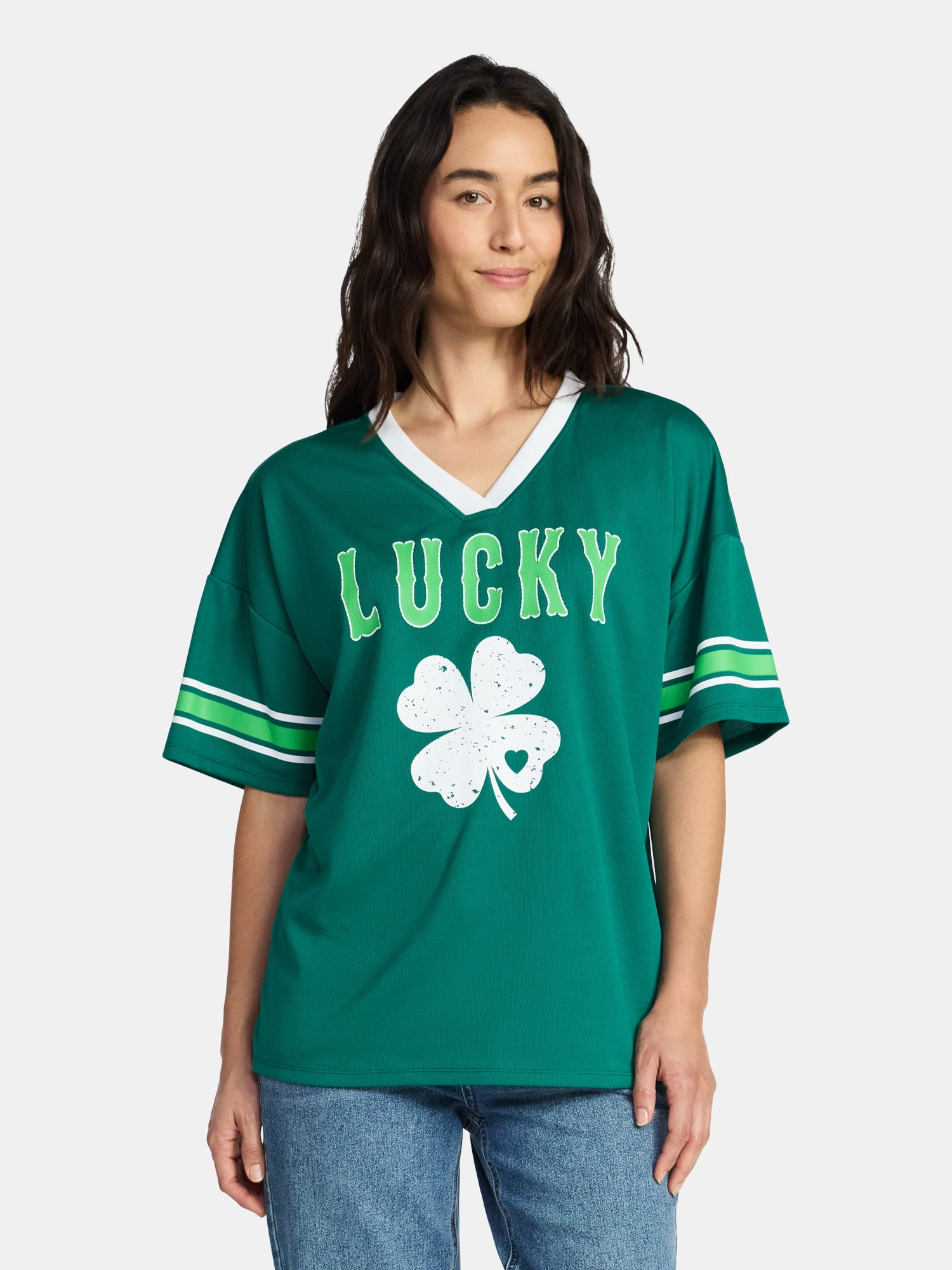 Saint Patrick's Day Women's Lucky Jersey with Short Sleeves from Holiday Time, Sizes XXS-XXL