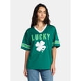 thumbnail image 1 of Saint Patrick's Day Women's Lucky Jersey with Short Sleeves from Holiday Time, Sizes XXS-XXL, 1 of 5