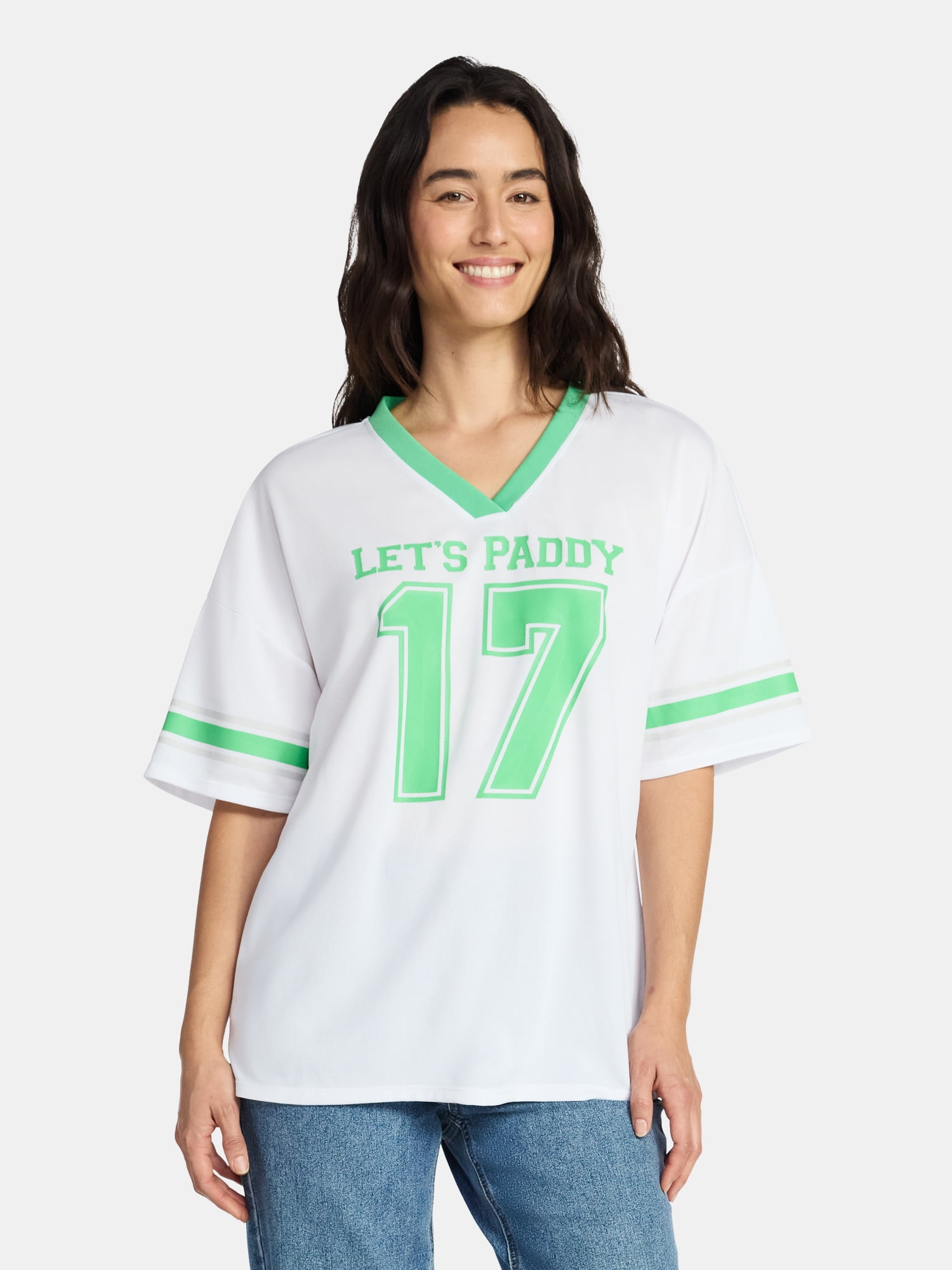 Saint Patrick's Day Women's Let's Paddy Jersey with Short Sleeves from Holiday Time, Sizes XXS-XXL