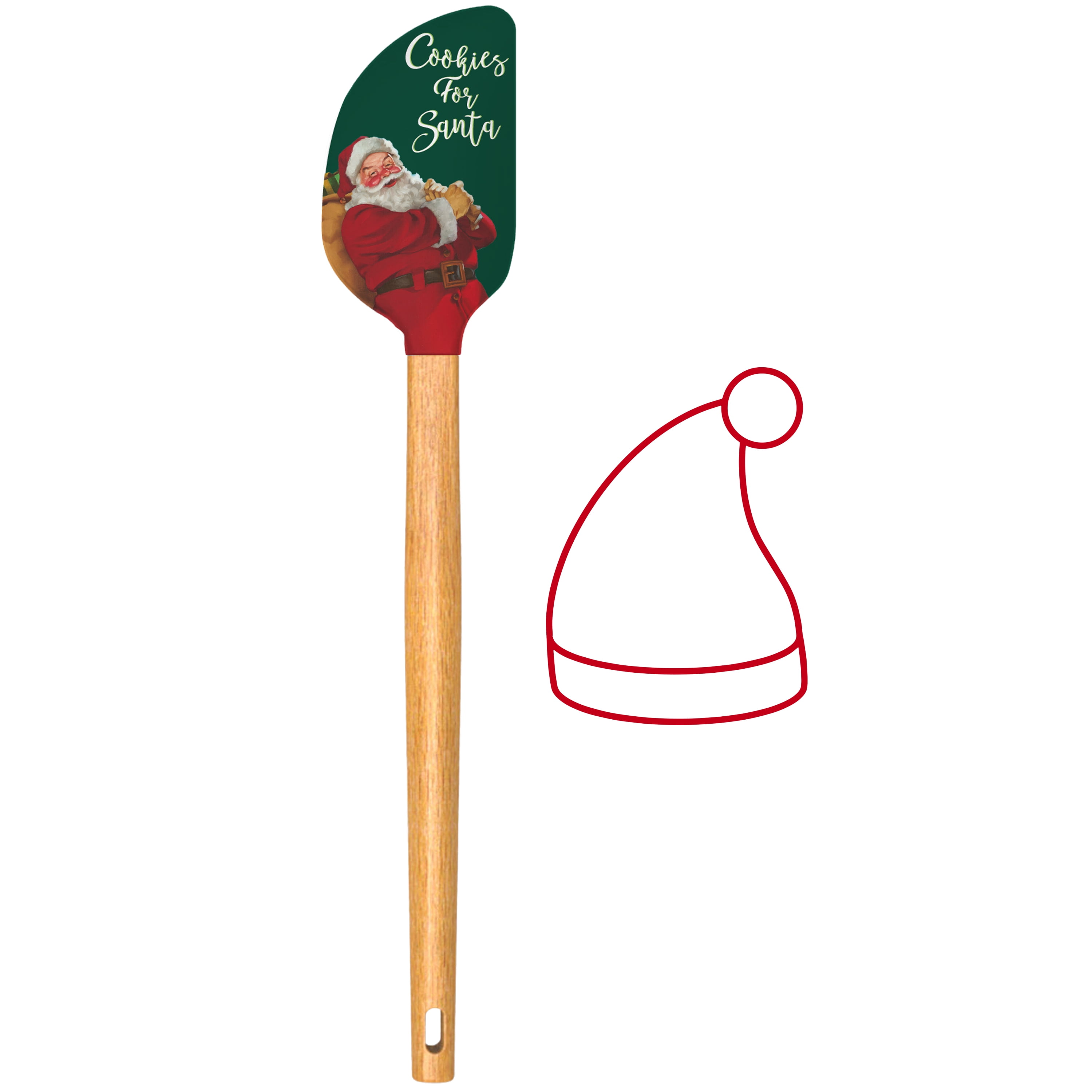 Holiday Time Silicone Santa Spatula with Santa Hat Cookie Cutter