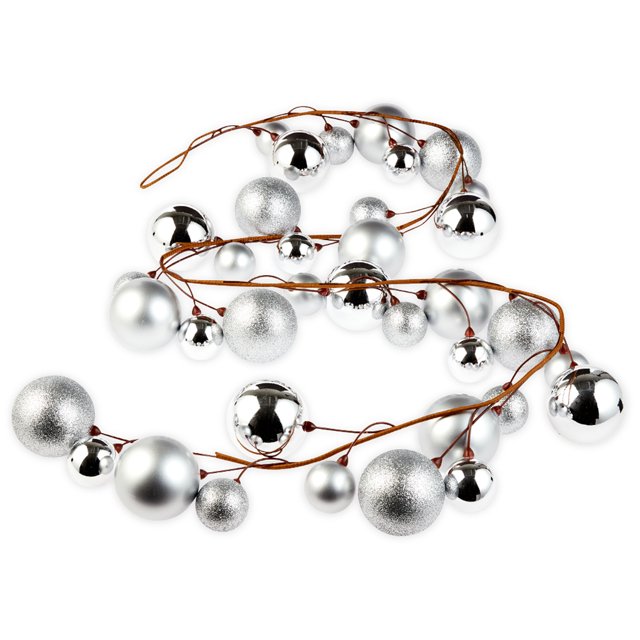 Holiday Time Silver Shatterproof Christmas Ball Garland, 72Inch