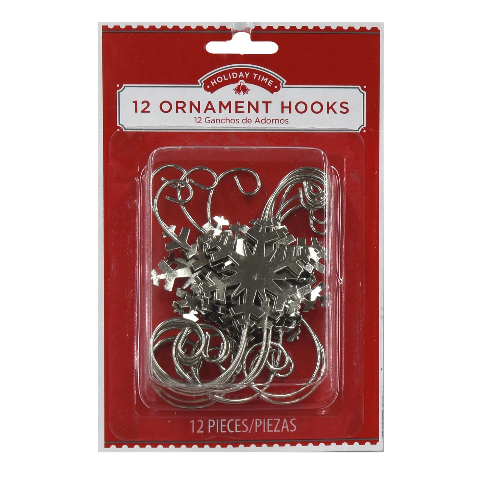 Holiday Time Silver Snowflake Ornament Hooks, 12 Count