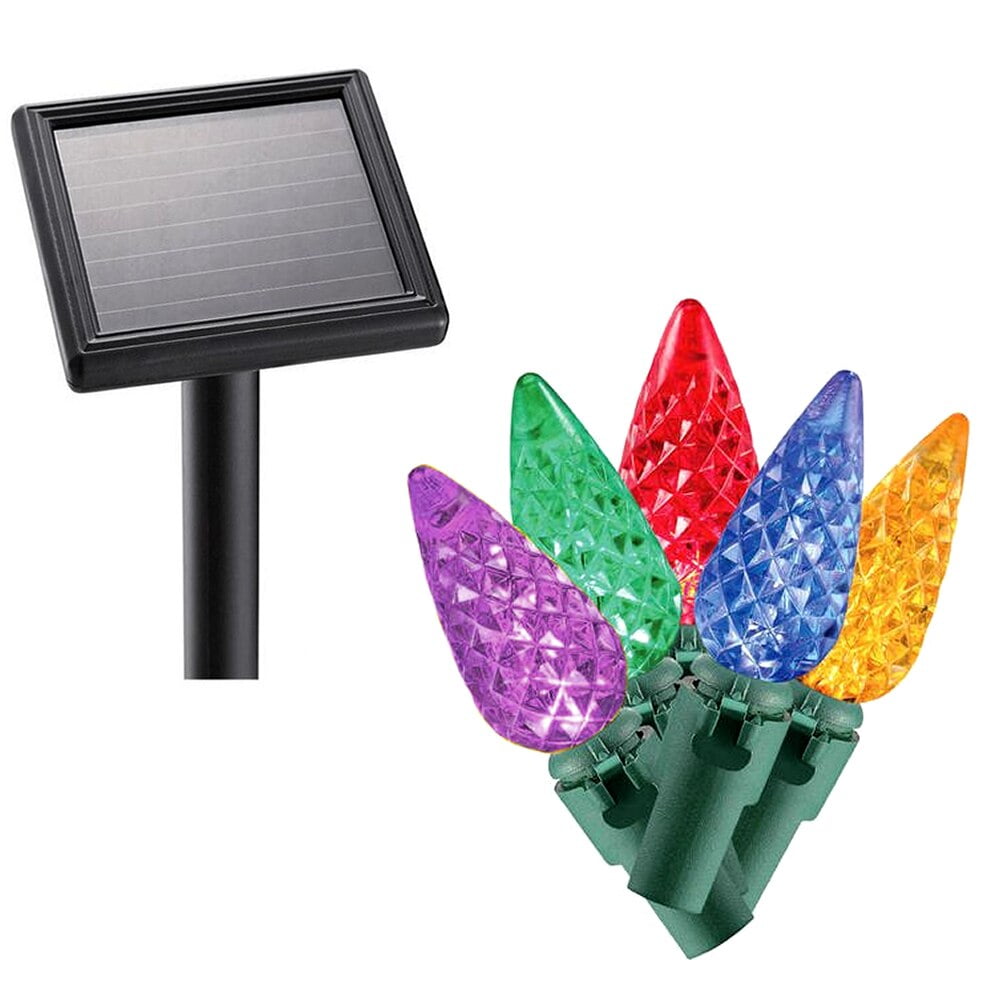 Holiday Time - Brandclub - Holiday Time Solar Powered LED Multicolor C6  Christmas Light Set, 50 Count, image size:1000x1000