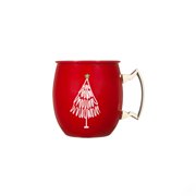 Holiday Time Stainless Steel Red 20 Fluid Ounce Capacity Moscow Mule Mug with Christmas Tree Design