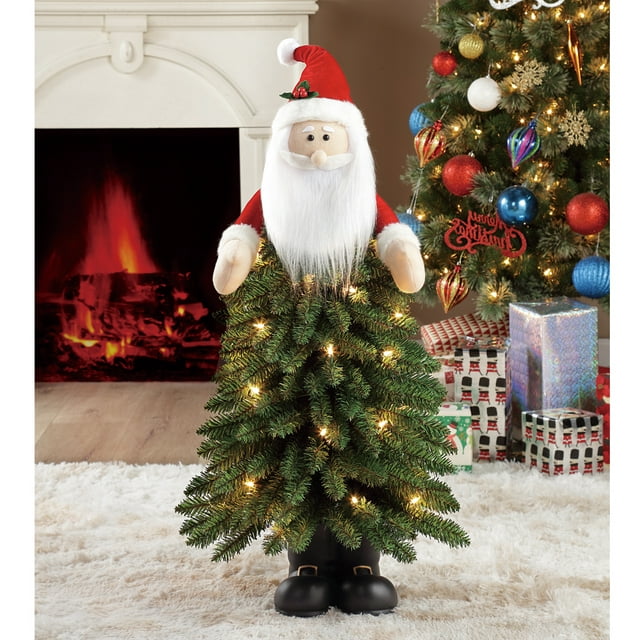Holiday Time Standing Santa Pre-Lit Christmas Tree with Clear Lights, 3'