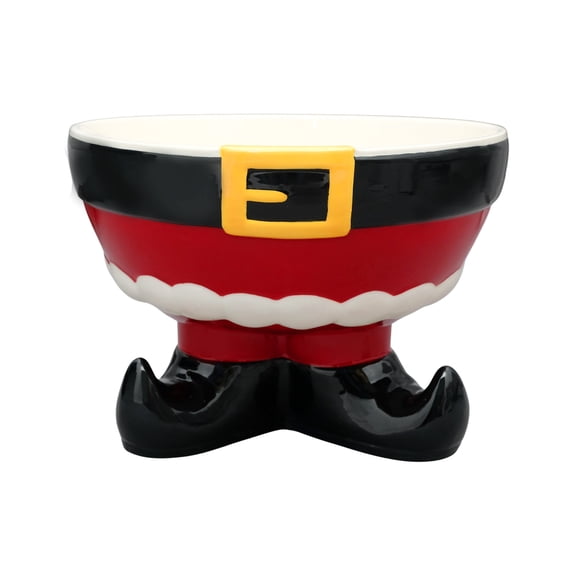 Holiday Time Stoneware Santa Bowl With Feet, Red