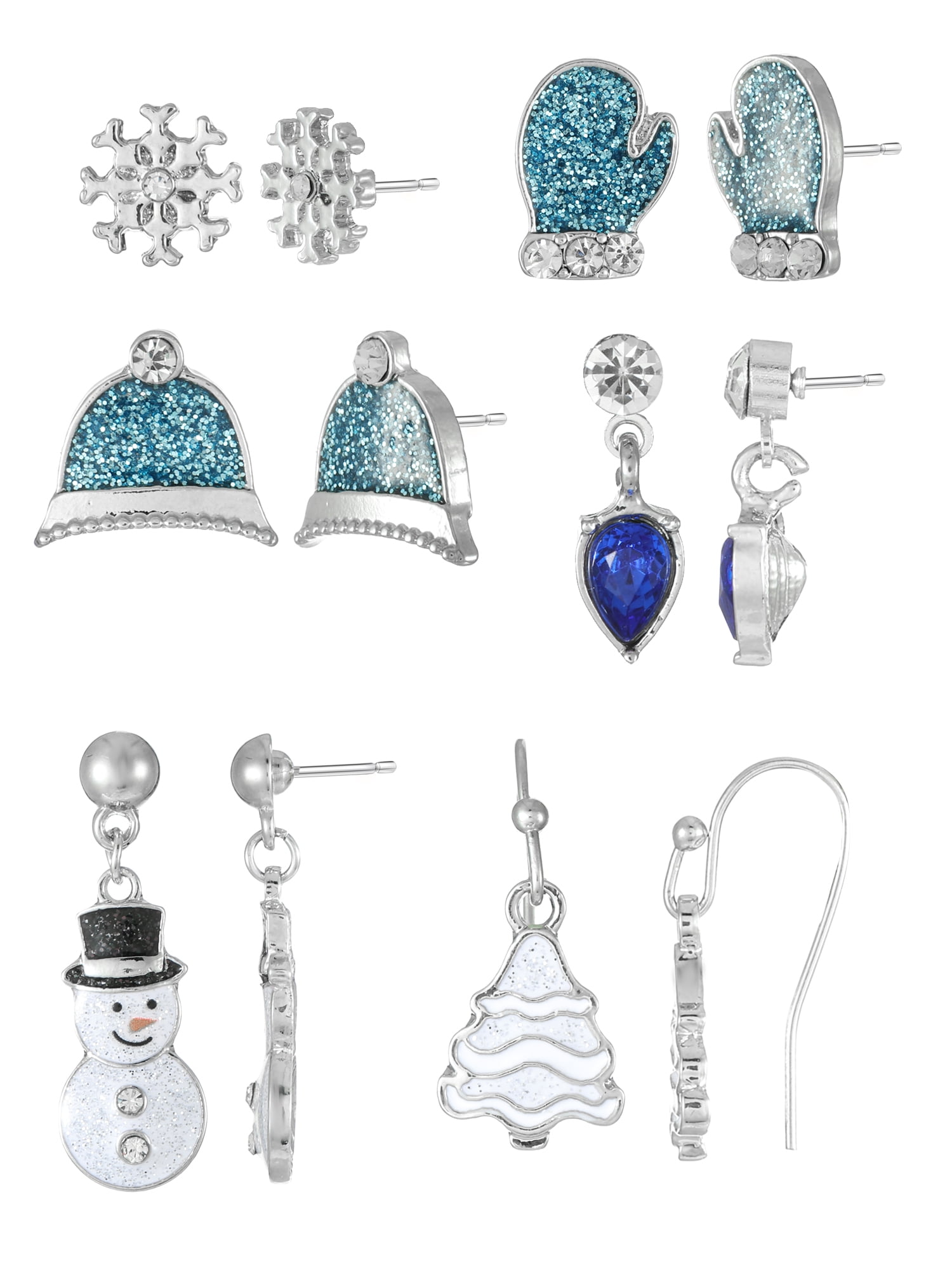 Holiday Time Stud and Drop Earrings Set, 6 Pairs